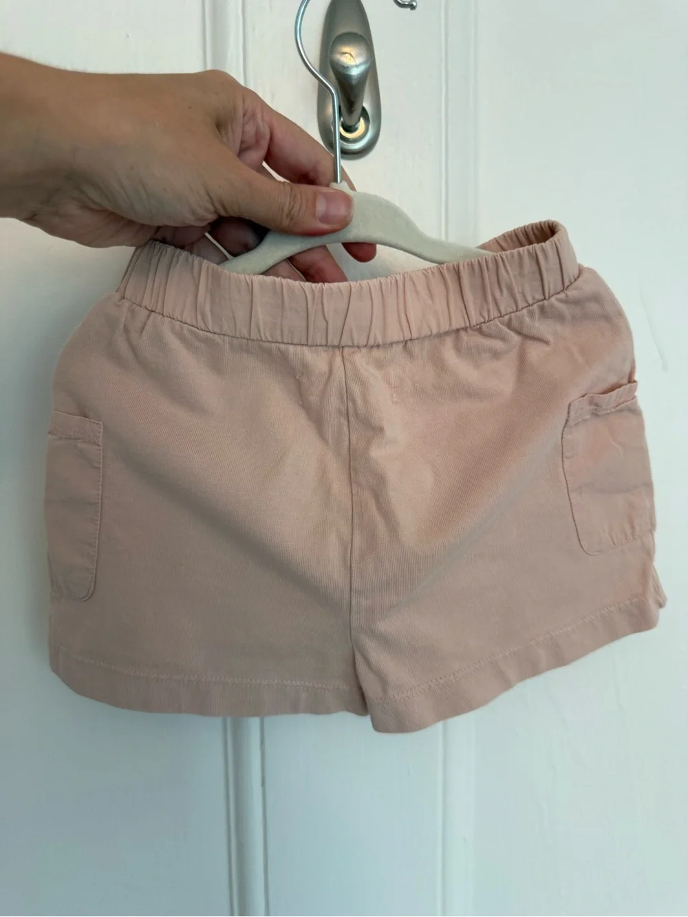 High-Rise Blush Pink Pull-On Shorts with Front Pockets